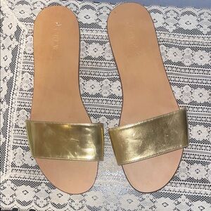 J. Crew Metallic Gold Slide Sandals